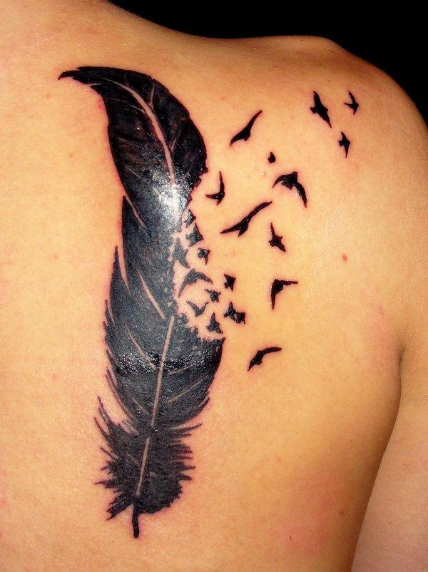 Feather and Bird Tattoo by sheishere
