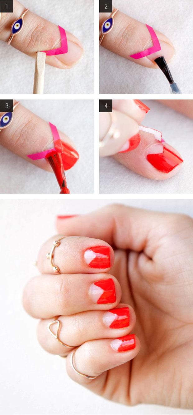How To Paint a Negative Space Manicure With Tape - Easy Nail Art Ideas - Good Housekeeping