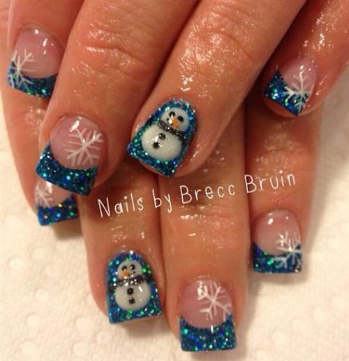 3D acrylic Winter nail art you can find the artist on Instagram