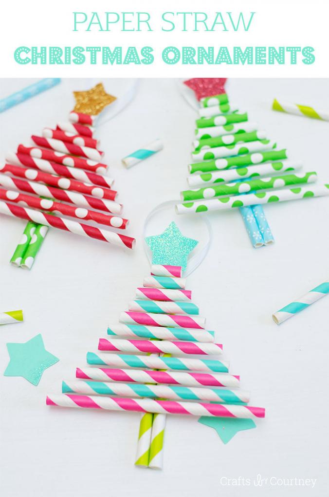 Kids Decorative Paper Straw Christmas Tree Ornaments - simple as that