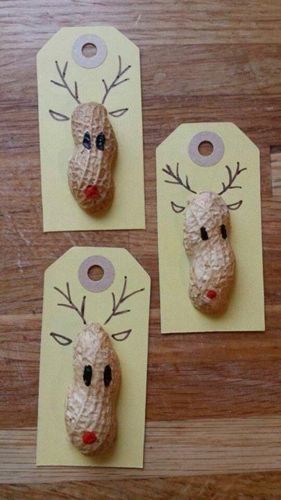 These adorable Reindeer gift tags are simple to make. All you need is half a peanut shell, a tag, and a black and red marker. That’s it! Just glue the peanut shell to the paper, let it sit, and then draw on Rudolph. These can also make great ornaments for the whole family with different pieces of paper!