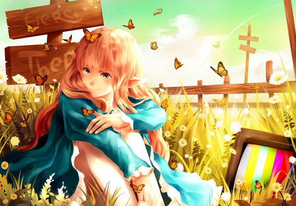 anime drawings-A Flock of Butterflies