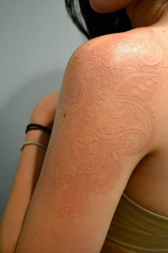 white ink tattoos for girls