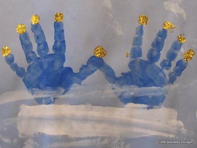 Handprints are a great way to make your own unique menorahs. 