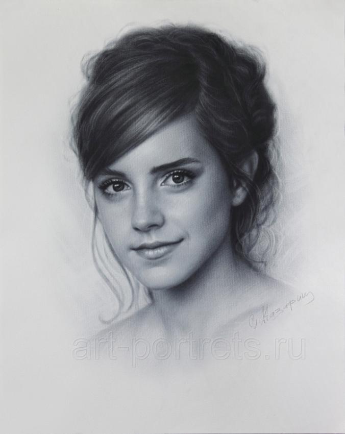 Emma Watson drawing portrait by DRY BRUSH by Drawing-Portraits