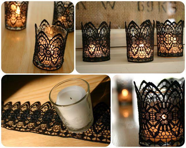   DIY Black Lace Candles : DIY & Crafts Ideas