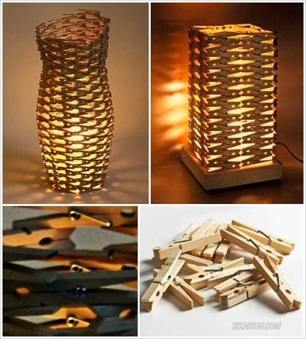 clothespins lamp shades