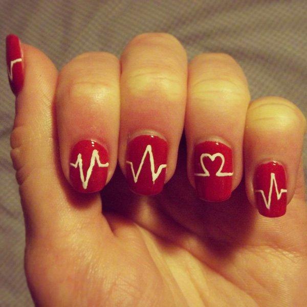67 heart nail art