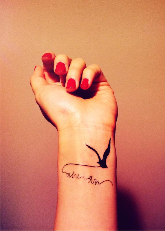 2pcs flying bird seagull tattoo  InknArt Temporary by InknArt