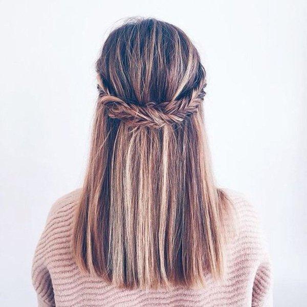A fishtail half updo is perfect if you want a more intricate looking hairstyle. Then just let your hair fall down straight without curls or ...