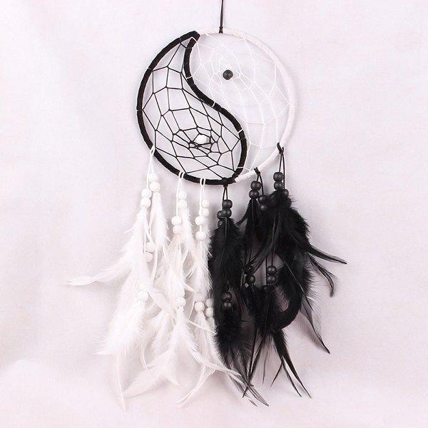 Yin Yang Dream Catcher With Feathers Car Wall Hanging Decoration Ornament Gift