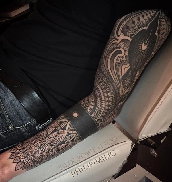 Mandala full sleeve tattoo - Enthralling mandala tattoo in black, the details that the tattoo dons is simply stunning and beautiful to look ...