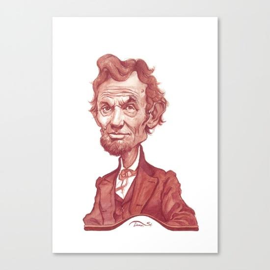 Abraham Lincoln illustration portrait Canvas Print by Stavros Damos | Society6