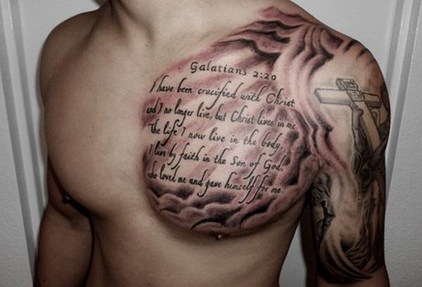 Pectoral Quote Tattoos For Guys