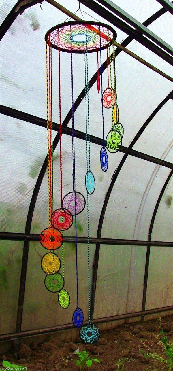 Another unique dream catcher. Instead of feathers and other trinkets hanging, here it’s little dream catchers. And of course the strings fol...