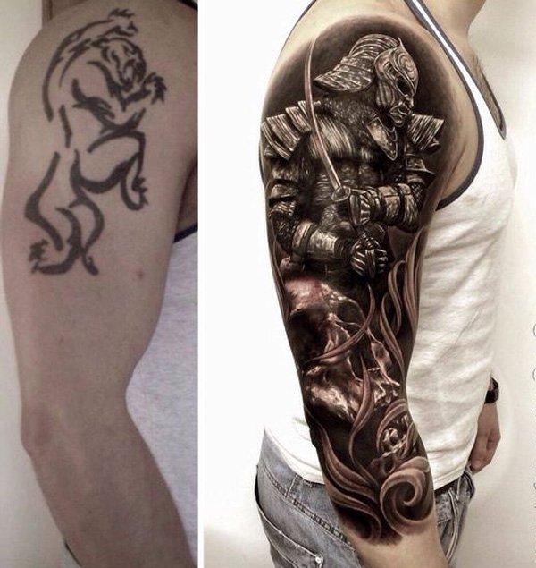 Warrior cover up sleeve tattoo - 55+ Incredible cover up tattoos before and after  <3 <3