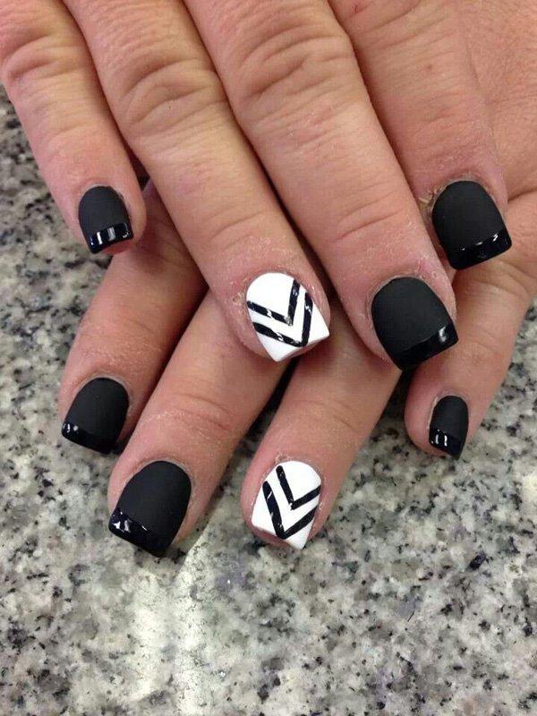 24 black and white nail art