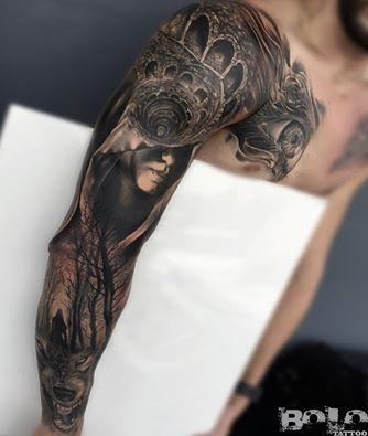 sleeve tattoo by Bolo Art Tattoo