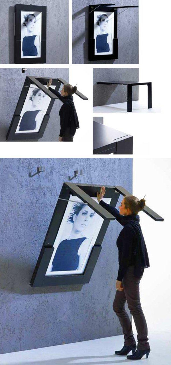 If you think folding tables don’t have much design when these are propped on the wall, then you can have a picture underneath the table for ...