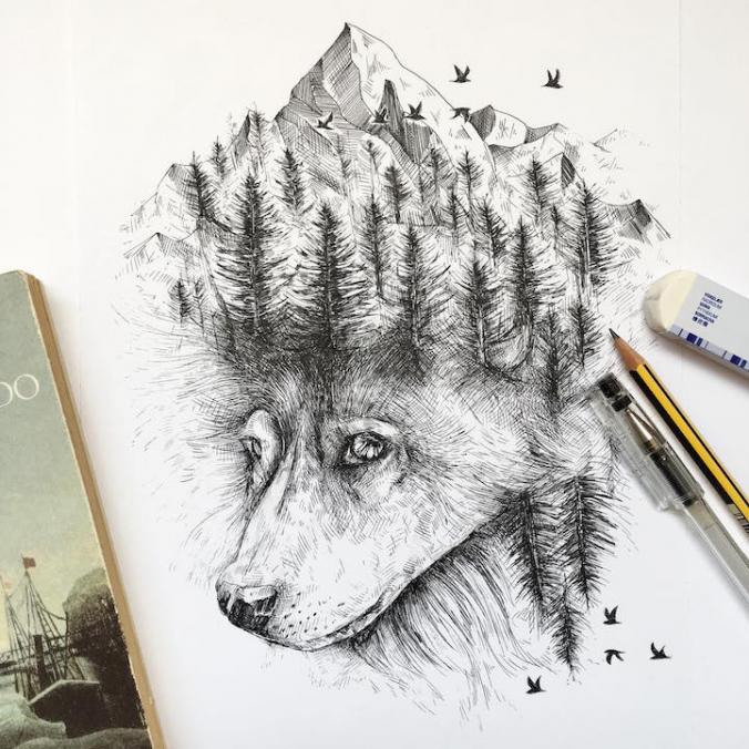 Intricate Pen Drawings Interweave Elements of the Natural World - My Modern Met