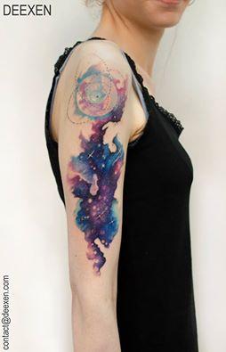 Watercolor sleeve tattoo