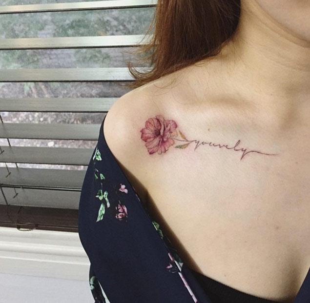 shoulder flower tattoo for women