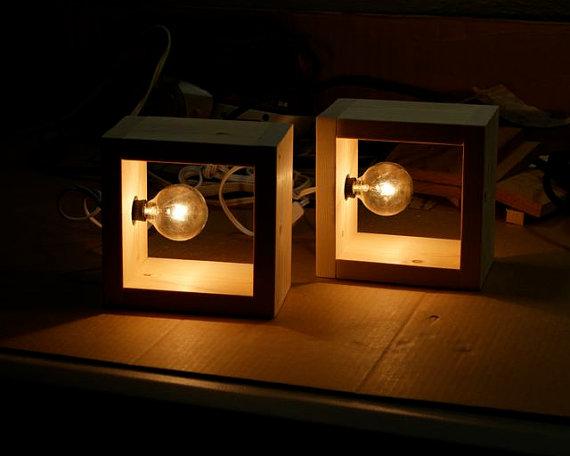 Simple Modern Box Lamp Minimalist Lighting Wood by EclecticForest