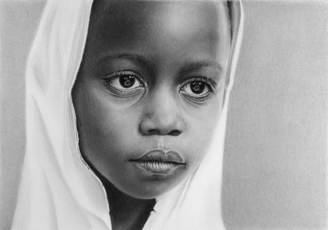 Pencil portrait of a Tanzanian girl by LateStarter63