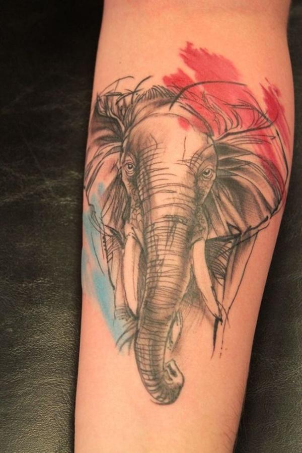 water color elephant tattoo
