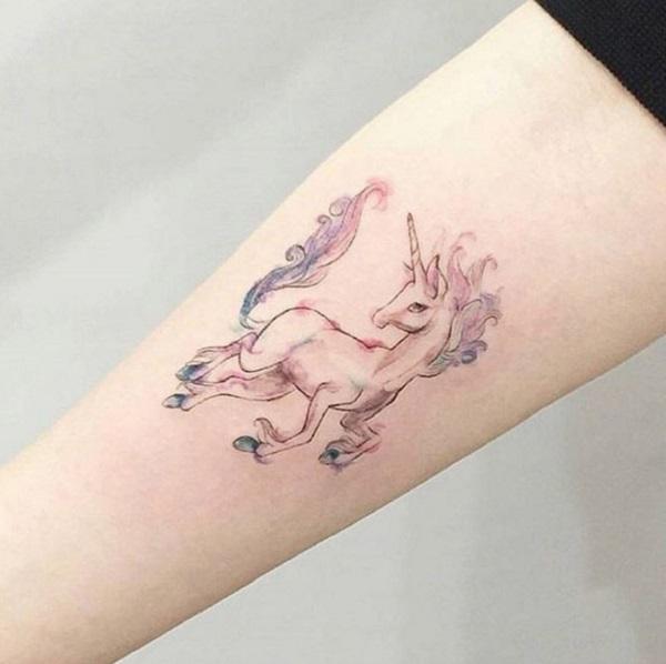 Beautiful unicorn tattoo with light inking and designed in line art design. It’s a simple but pretty looking tattoo that you can place on th...