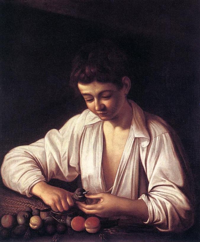 CARAVAGGIO, A boy peeling fruit_(1593)
