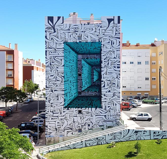 Optical Illusion Graffiti Creates Portal to a Parallel Universe on the Side of a Building - My Modern Met