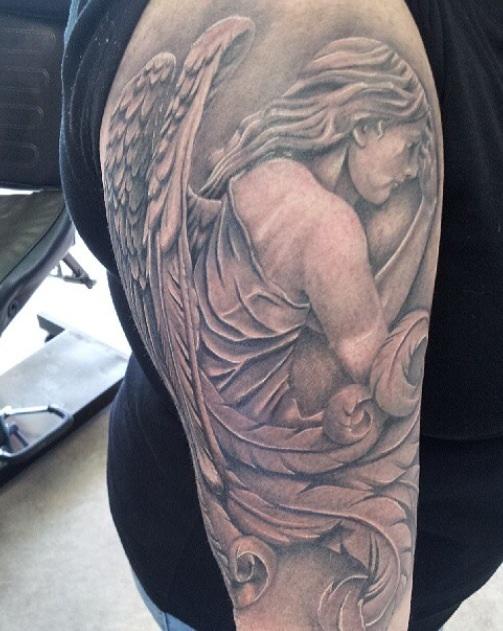 Guardian angel sleeve tattoo