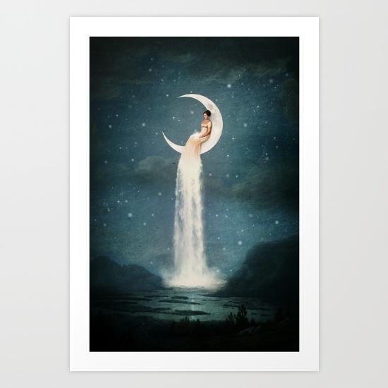Moon River Lady Art Print by Paula Belle Flores | Society6