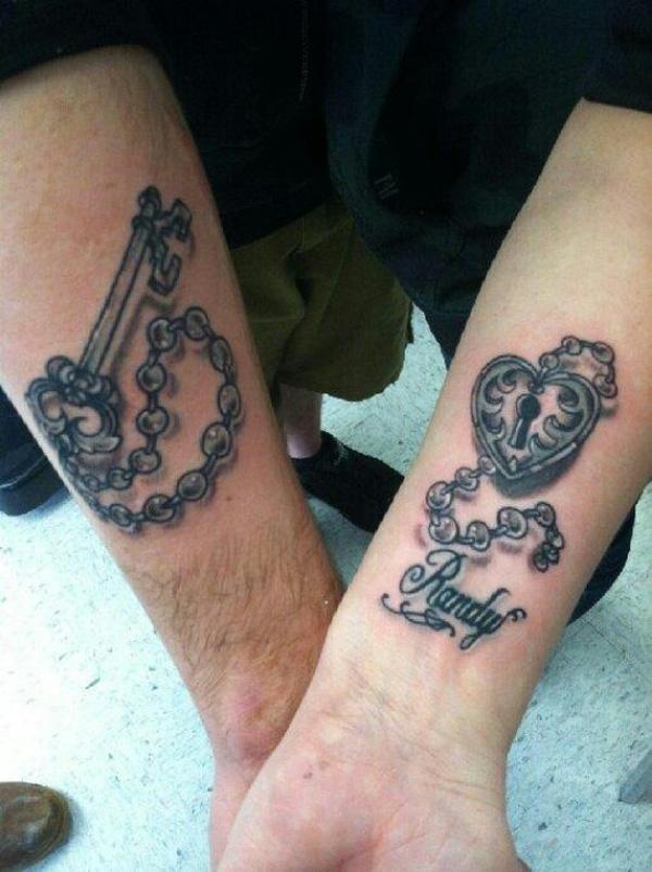 If a couple decides to get tattooed in celebration of their love, lock and key can be chosen, where each of them wears one piece of the pair...