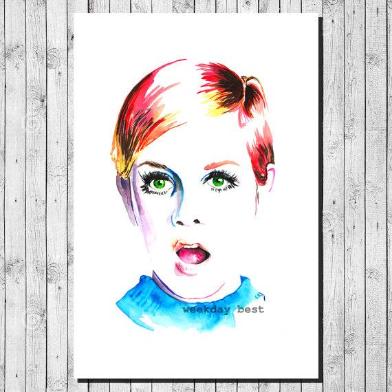 SALE Large TWIGGY colorful print of Original by WeekdayBest