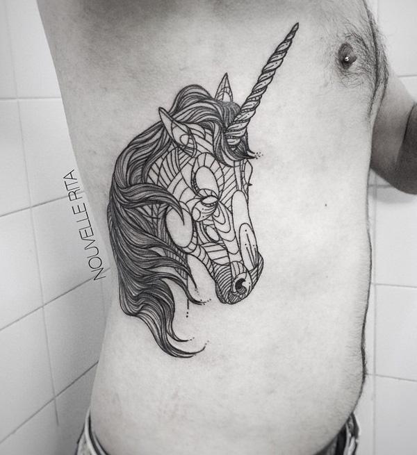 unicorn side tattoo - 35+ Unicorn Tattoos Design Ideas   <3