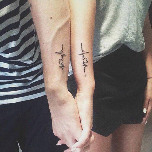 Heartbeat couple tattoo. Just like two hearts beating for each other, this tattoo design is simply perfect for couples. They are also small ...