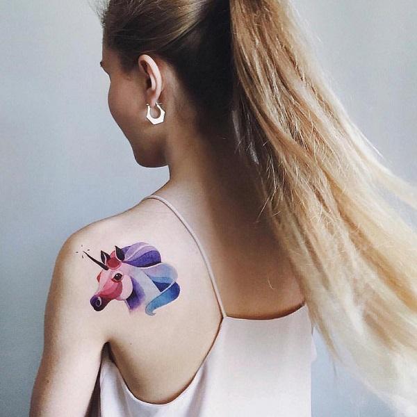 Watercolor unicorn tattoo - 35+ Unicorn Tattoos Design Ideas   <3