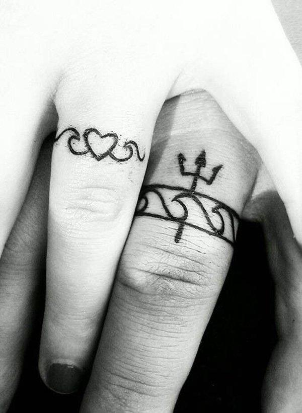 Ring couple tattoo. Another popular tattoo style for couples where instead of rings, tattoos are used. This is even better since the tattoos...