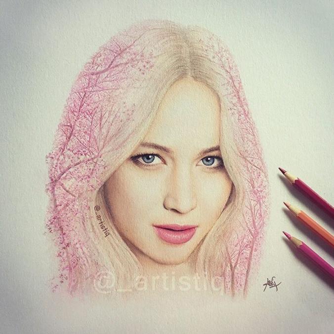 Drawn with colored pencils
