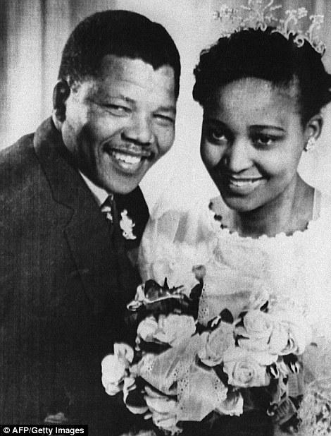 Wedding: This photograph taken in 1957 shows South African anti-apartheid leader and African National Congress (ANC) member Nelson Mandela p...