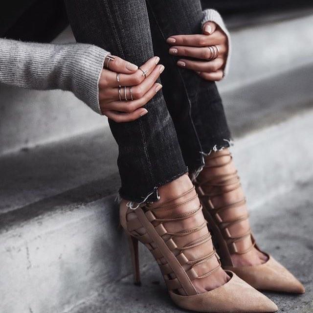 Strappy detail and a lace-up fit
