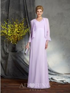 Sheath V-neck Sleeveless Chiffon Floor-Length Mother of the Bride Dress