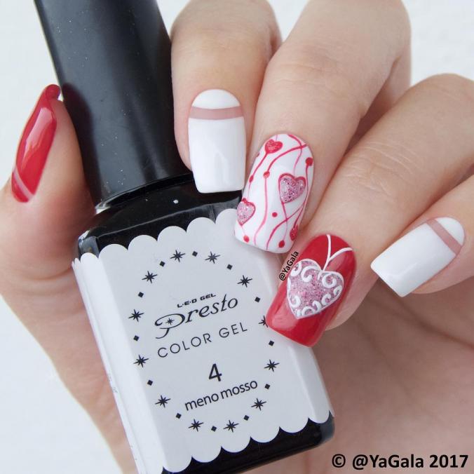 Valentine's Day nails with gel polishes 
