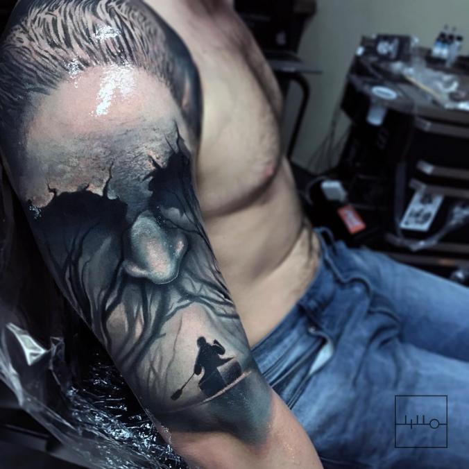 Mysterious half sleeve tattoo by Rainer Lillo