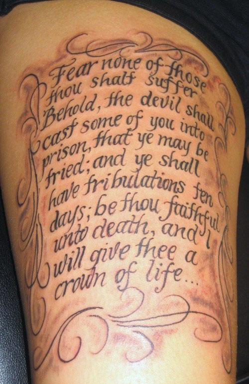 Bible upper sleeve tattoo 