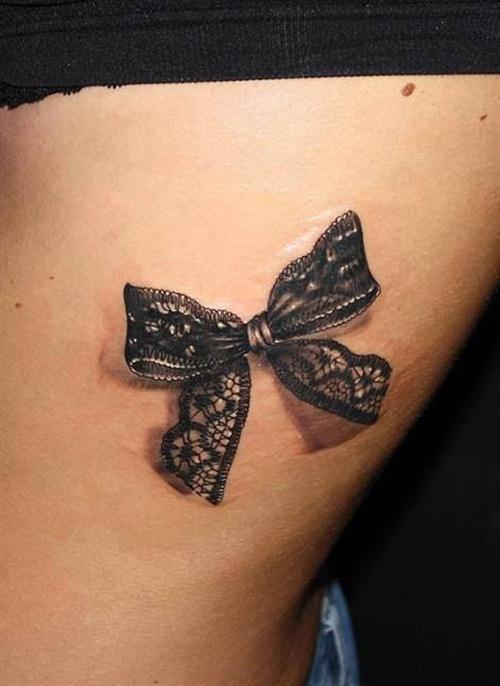 lace ribbon tattoo