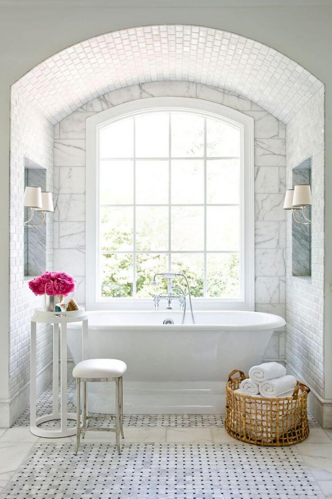Tiled Bath Tub Nook with Window