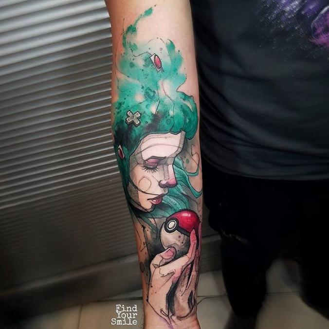 Watercolor sleeve tattoo